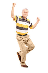 Poster - Full length portrait of a happy middle aged gentleman gesturing