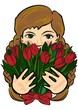 romantyczna kartka na święto kwiaty od kaukaskiej dziewczynki