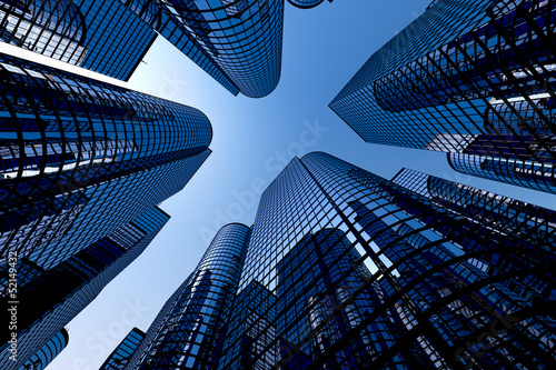 Fotografía Rascacielos reflectantes, edificios de oficinas de negocios.