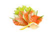 Snack from salmon with segment lemon