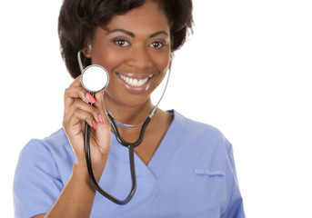 Wall Mural - nurse using stethoscope