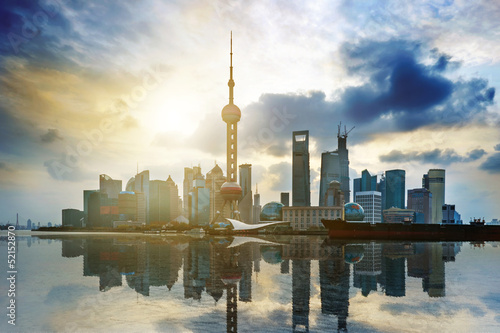 Board z aluminiowym obramowaniem Piękna szanghaj pudong skyline