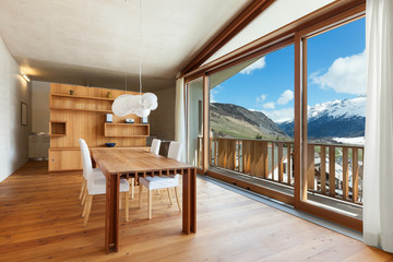 interior mountain house, dining room