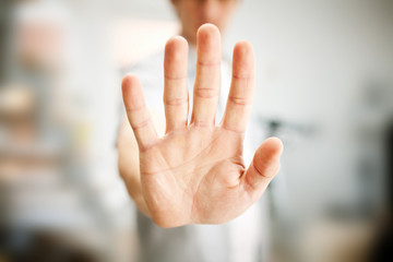 Man showing stop gesture