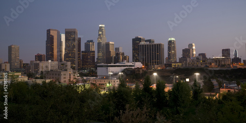 Naklejka samoprzylepna Centrum los angeles california city skyline poziomej
