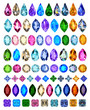 set of precious stones of different cuts and colors