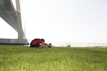 Wall Mural - Athlete warming and stretching