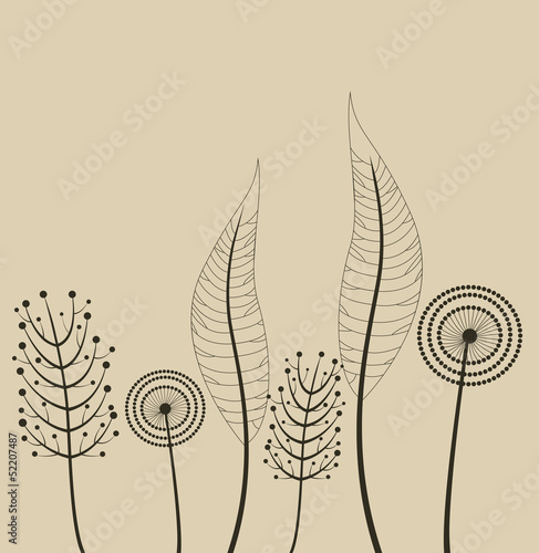 Naklejka - mata magnetyczna na lodówkę Decoration with spring flowers. Vector
