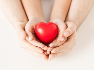 Poster - woman and man hands with heart