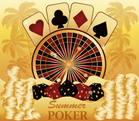 Wall Mural - Summer poker time. Casino card. vector illustration