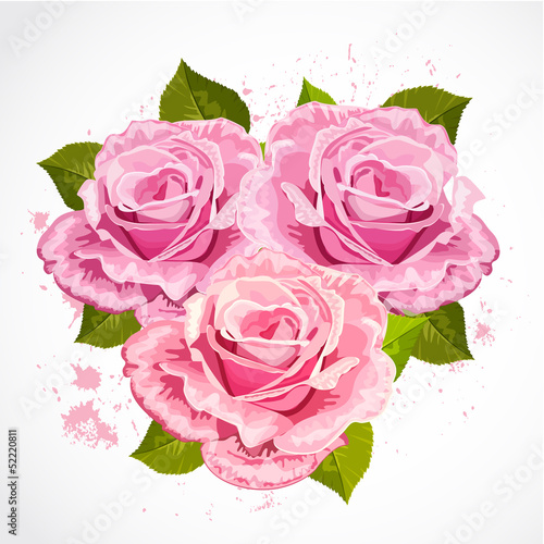 Naklejka na szafę bouquet of roses in a retro design