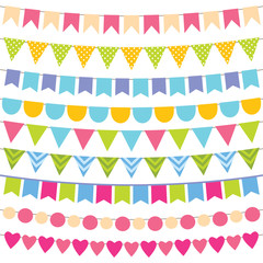 Wall Mural - Colorful birthday bunting collection