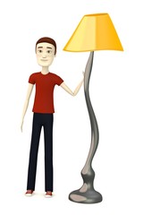 Sticker - 3d render of cartoon character with lamp