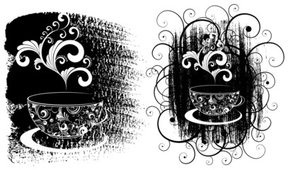 Wall Mural - grungy coffe cups vector