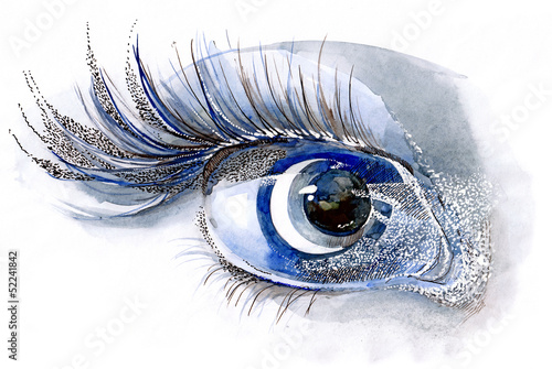 Naklejka na kafelki Niebieskie oko na białym tle
