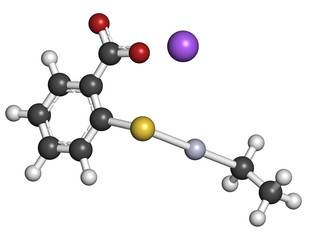 Poster - Thiomersal (thimerosal) vaccine preservative, molecular model.