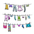 Clothes on the clothesline. Sketch for your design