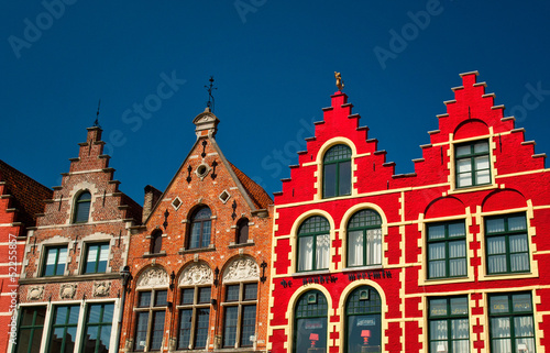 Nowoczesny obraz na płótnie Colorful houses in Bruges, Belgium