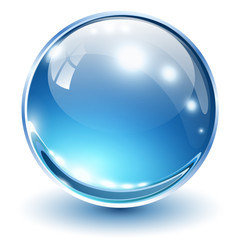Aufkleber - 3d glass sphere blue