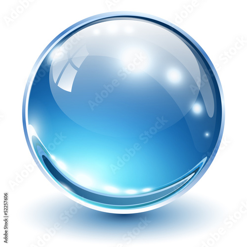 3D glass sphere blue