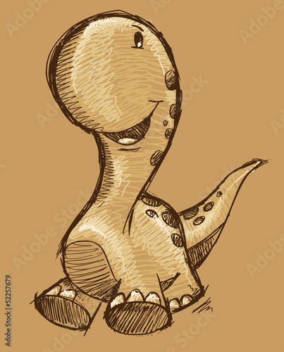 Naklejka na szafę Cute Doodle Sketch Dinosaur