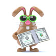 Chocolate bunny has Dollars to spend