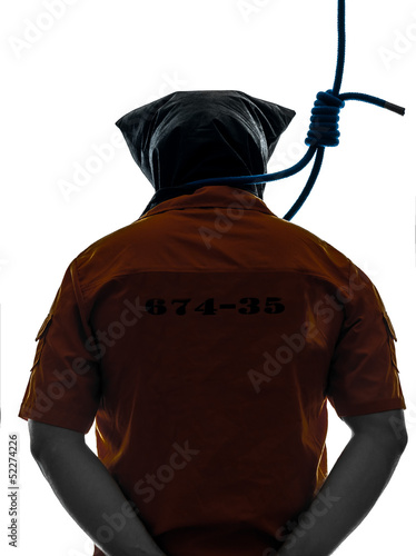 Fotografie, Obraz criminal man with hangman noose around the neck silhouette