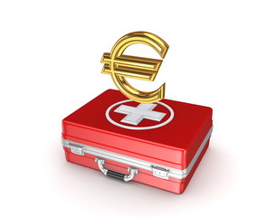 Sticker - Symbol of euro on a medical suitcase.