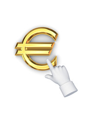 Wall Mural - Stylized pointing hand and symbol of euro.