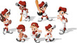 Cartoon children wearing baseball uniform