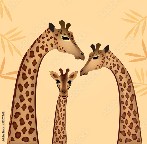 Naklejka - mata magnetyczna na lodówkę Giraffes family