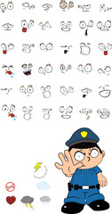 Sticker - funny kid cartoon policeman set8