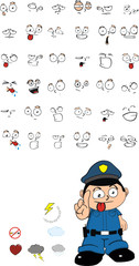 Sticker - funny kid cartoon policeman set6