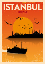 Vintage Istanbul Silhouette Poster