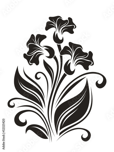 Naklejka - mata magnetyczna na lodówkę Flowers ornament. Vector illustration.