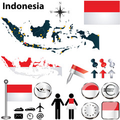 Wall Mural - Map of Indonesia