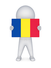 Canvas Print - 3d small person with flag of Romania.