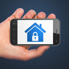 Wall Mural - Safety concept: Home on smartphone