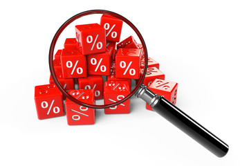 Poster - Red percent cubes with magnifier