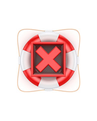 Sticker - Red cross mark on lifebuoy.