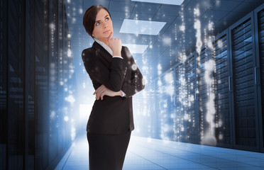 Aufkleber - Businesswoman contemplating in data center