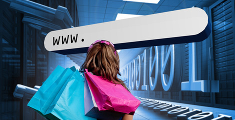 Aufkleber - Girl with shopping bags looking at address bar