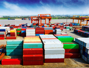 industrial port with containers