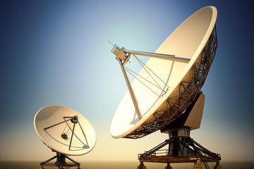 Satellite dishes.