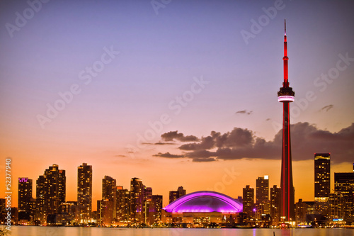 Fotoboard na płycie Widok na panoramę miasta toronto podczas zachodu słońca