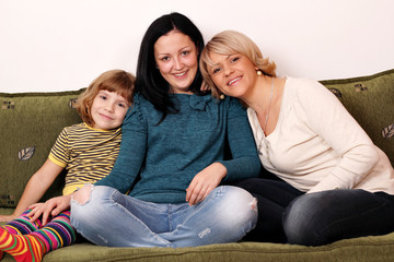 Wall Mural - little girl teenage girl and woman family scene