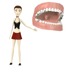 Wall Mural - 3d render of cartoon character with teeth and fillings