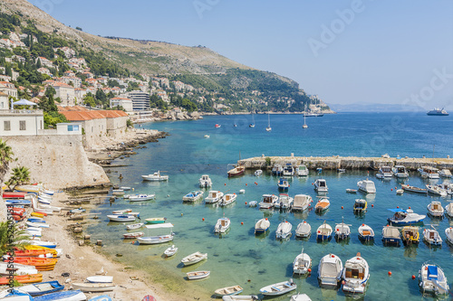 Plakat na papierze fotorealistycznym Stary port we wschodniej części starego miasta Dubrownika. 