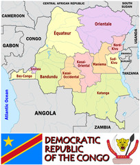  Democratic Congo Africa  map  administrative divisions