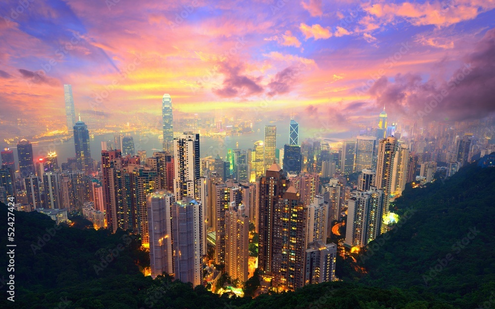 Hong Kong from Victoria Peak - obrazy, fototapety, plakaty 